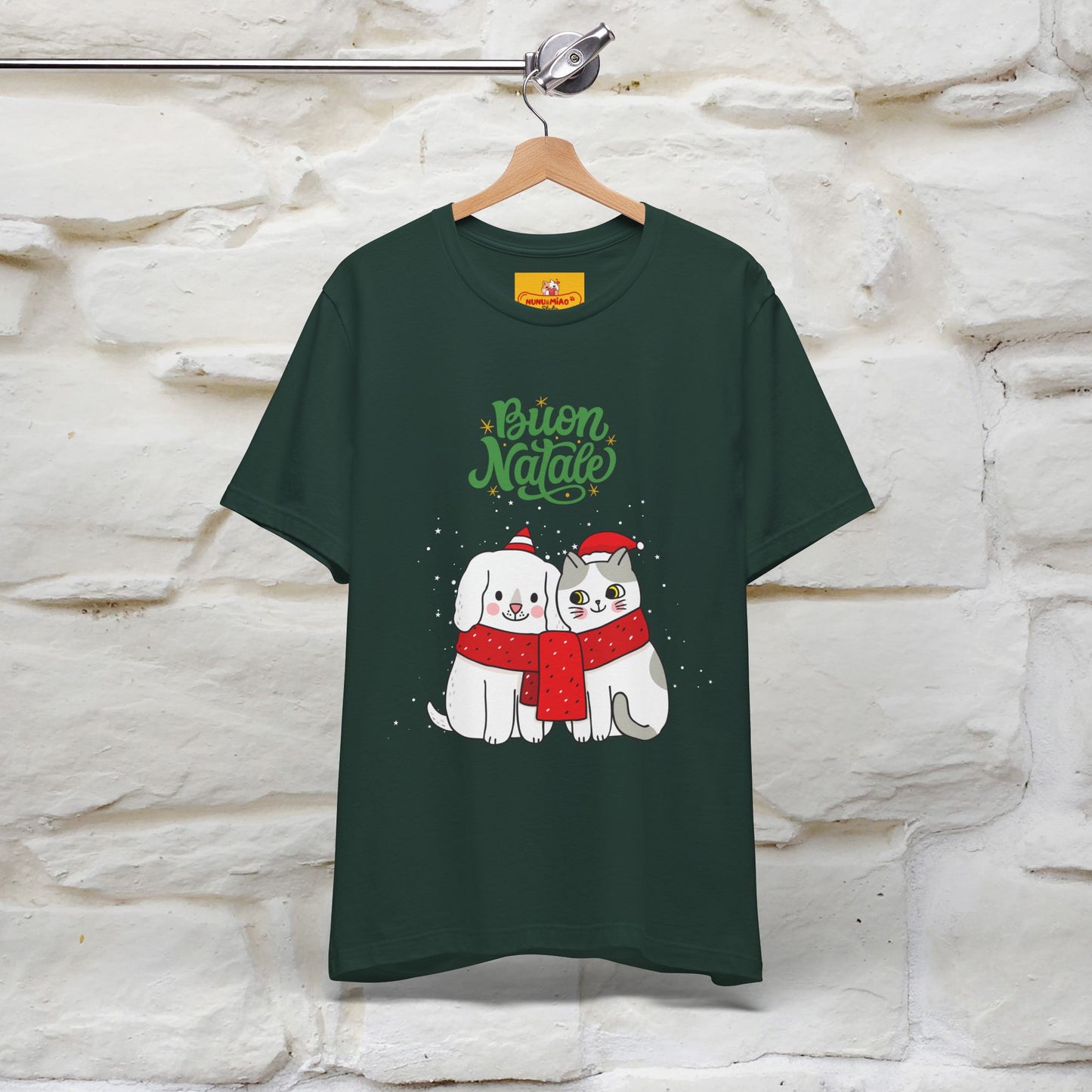 ''Buon Natale Cat and Dog'' Christmas T-shirt  | Nunu&Miao Studio - Nunu&Miao Studio
