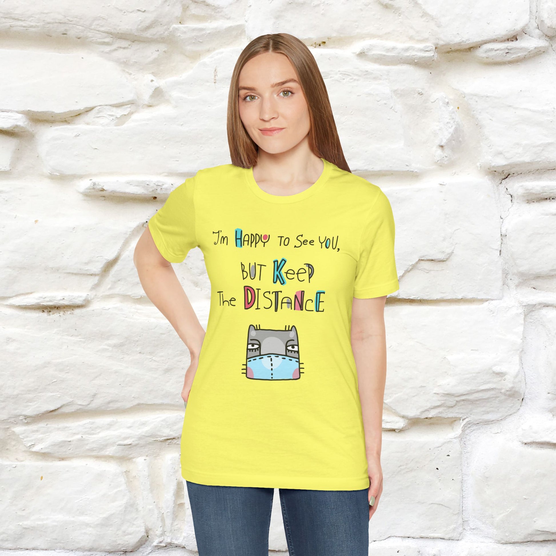 "I'M Happy To See You But Keep The Distance" Cat T-Shirt | Nunu&Miao Studio - Nunu&Miao Studio