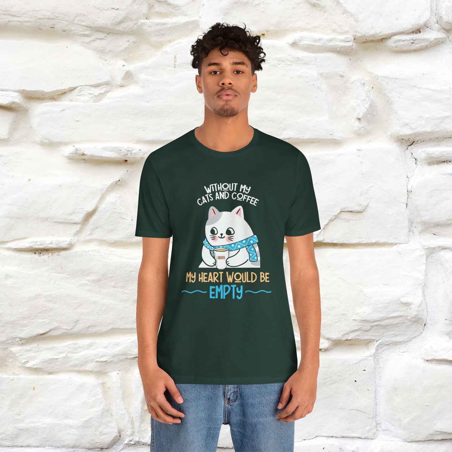 "Without My Cats and Coffee, My Heart Would Be Empty" Cat T-shirt | Nunu&Miao Studio - Nunu&Miao Studio