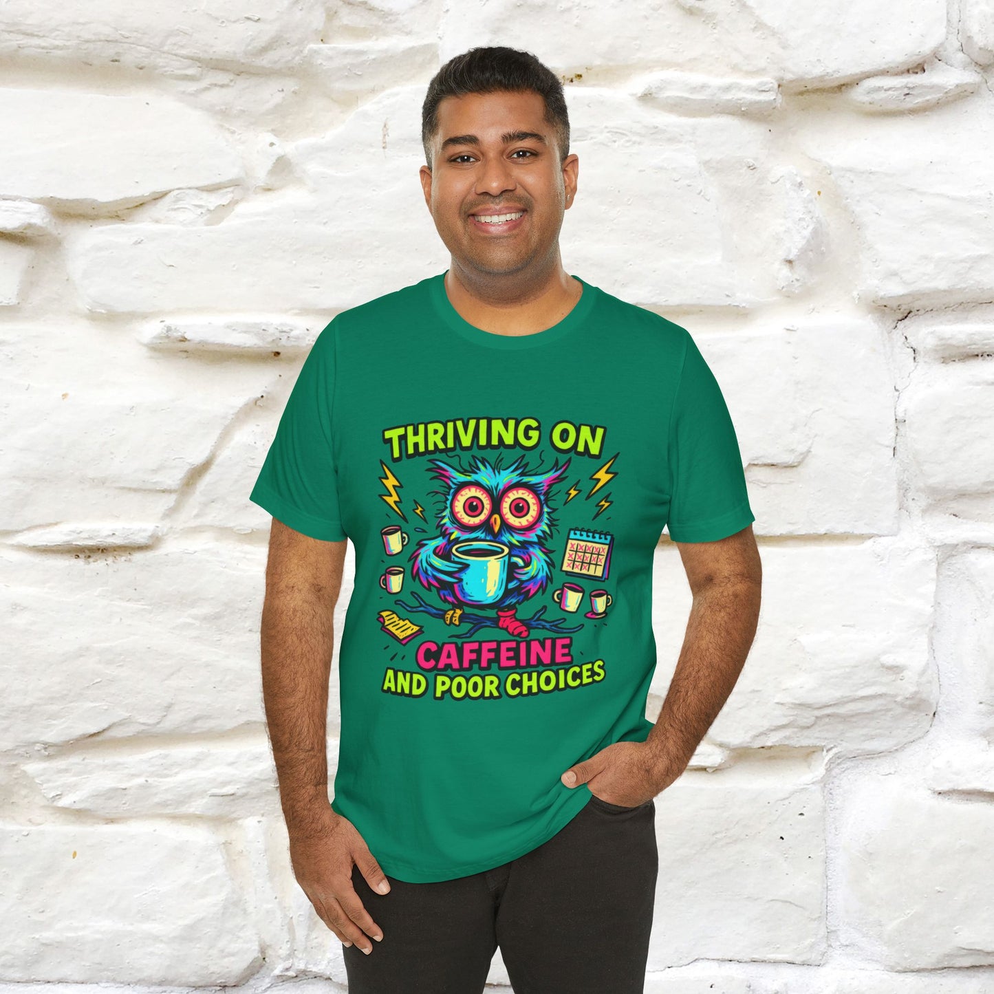 ''Thriving On Caffeine And Poor Choices''|  Sarcastic Cat T-Shirt | Nunu&Miao Studio