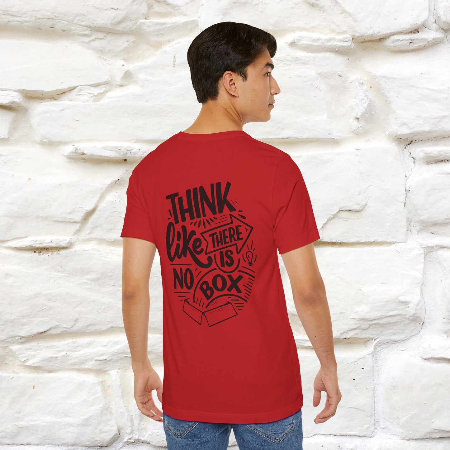 "Think Like There Is No Box" Cat T-Shirt| Front & Back Design | Nunu&Miao Studio - Nunu&Miao Studio