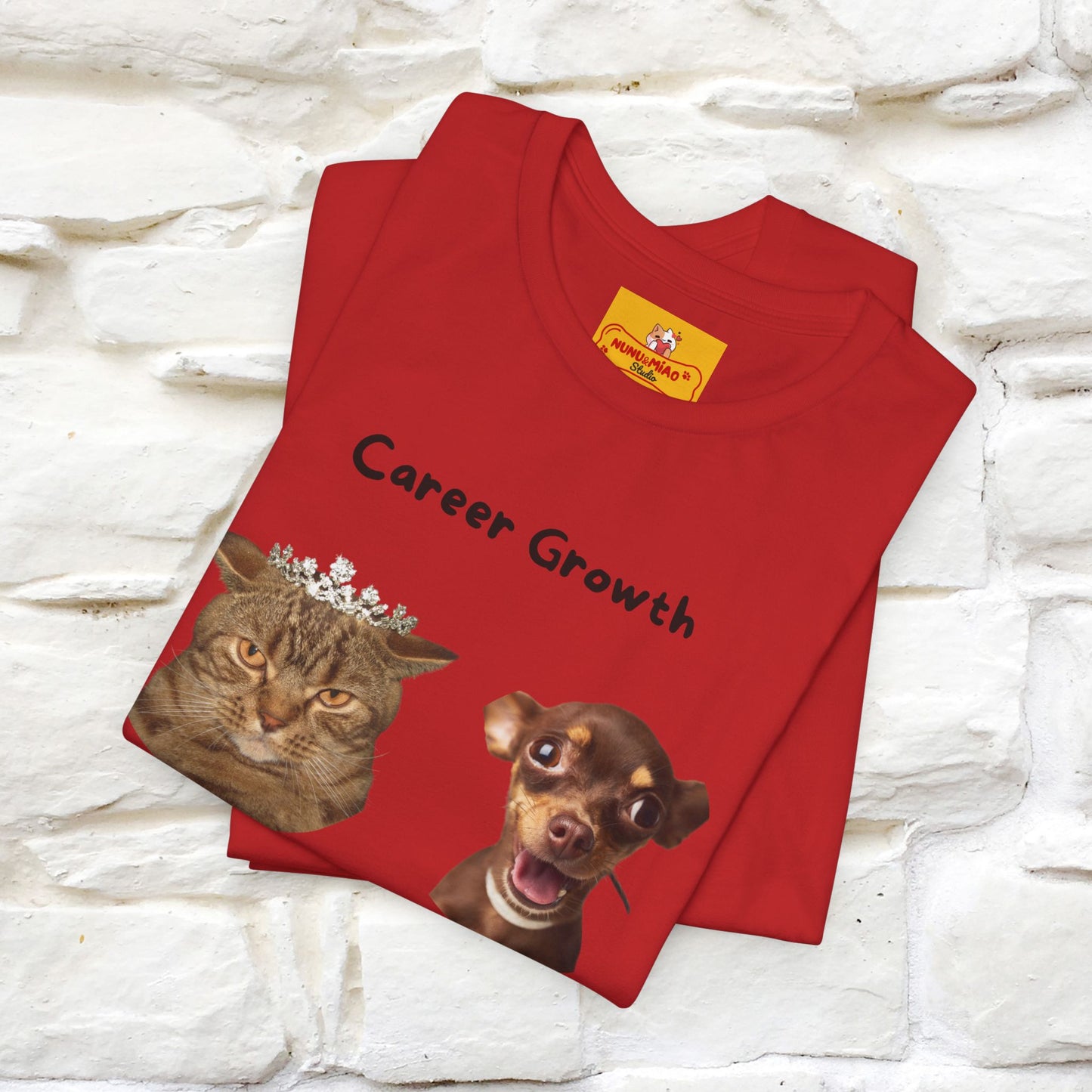 "Career Growth: Cat vs. Dog" | Cat T-Shirt | Nunu&Miao Studio - Nunu&Miao Studio