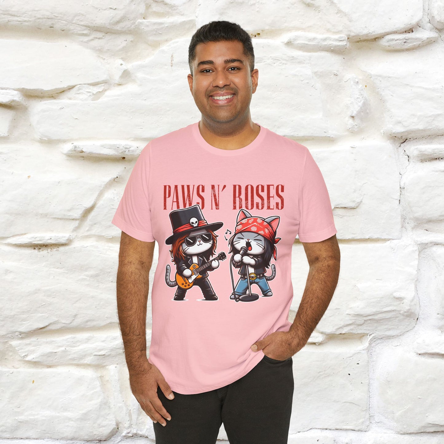 Paws N' Roses T-Shirt | Rock-Inspired Cat Lover  | Nunu&Miao Studio - Nunu&Miao Studio