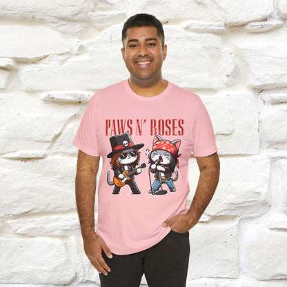 Paws N' Roses T-Shirt | Rock-Inspired Cat Lover  | Nunu&Miao Studio - Nunu&Miao Studio