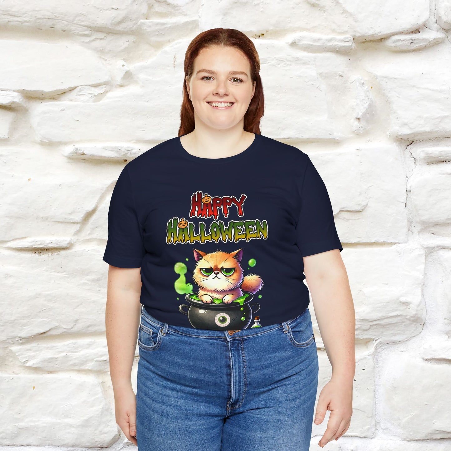 "Angry Cat Happy Halloween" Cat  T-shirt |Nunu&Miao Studio - Nunu&Miao Studio