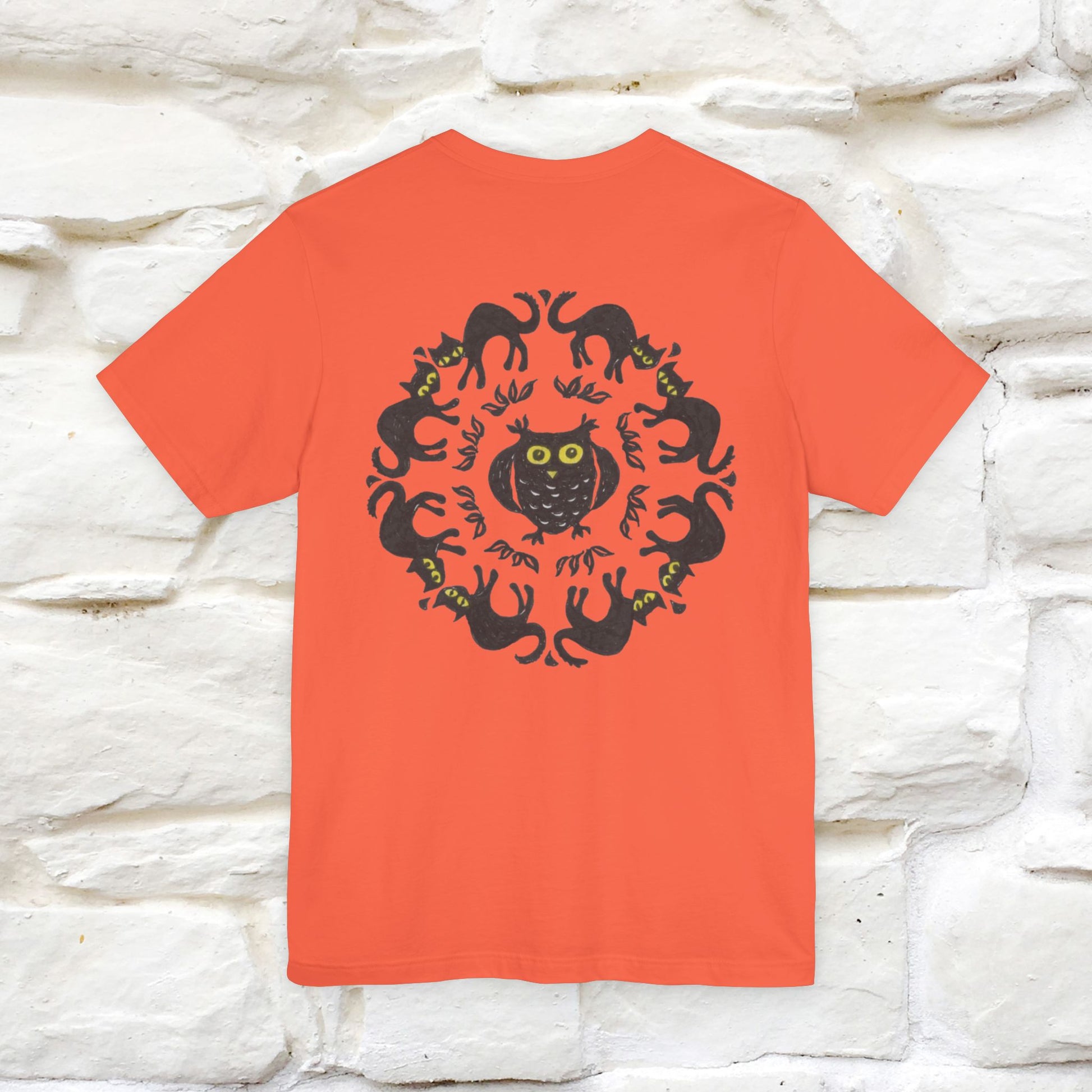 ''Black Cat Circle'' Cat T-Shirt Front and Back Design | Nunu&Miao Studio - Nunu&Miao Studio