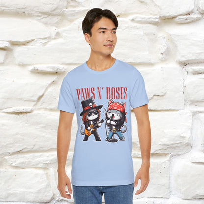 Paws N' Roses T-Shirt | Rock-Inspired Cat Lover  | Nunu&Miao Studio - Nunu&Miao Studio