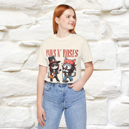 Paws N' Roses T-Shirt | Rock-Inspired Cat Lover  | Nunu&Miao Studio - Nunu&Miao Studio