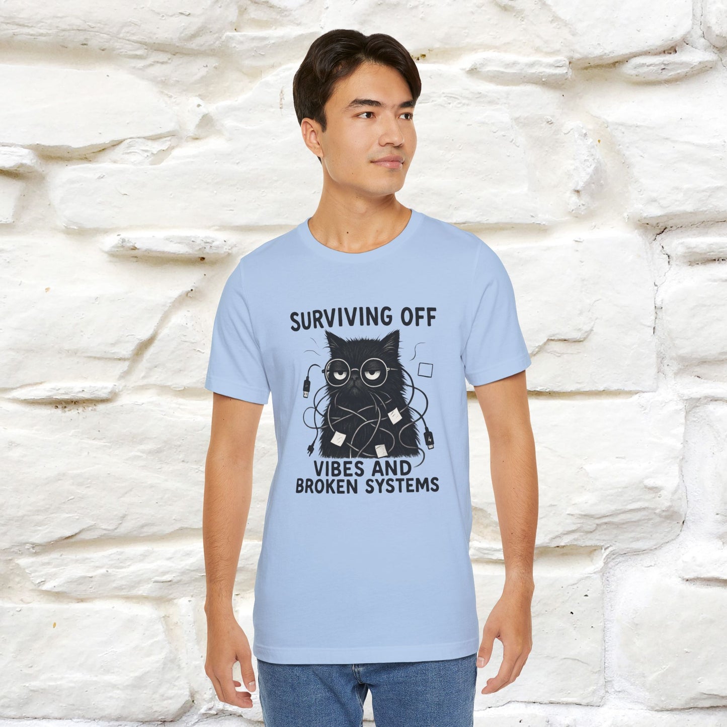 "Surviving Off...Vibes And Broken .. " |Cat T-Shirt | Nunu&Miao Studio - Nunu&Miao Studio