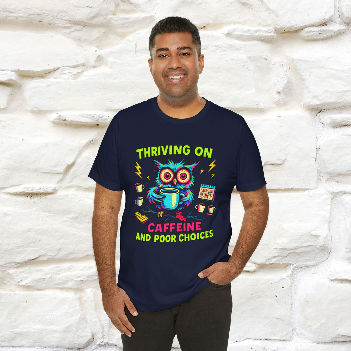 ''Thriving On Caffeine And Poor Choices''|  Sarcastic Cat T-Shirt | Nunu&Miao Studio