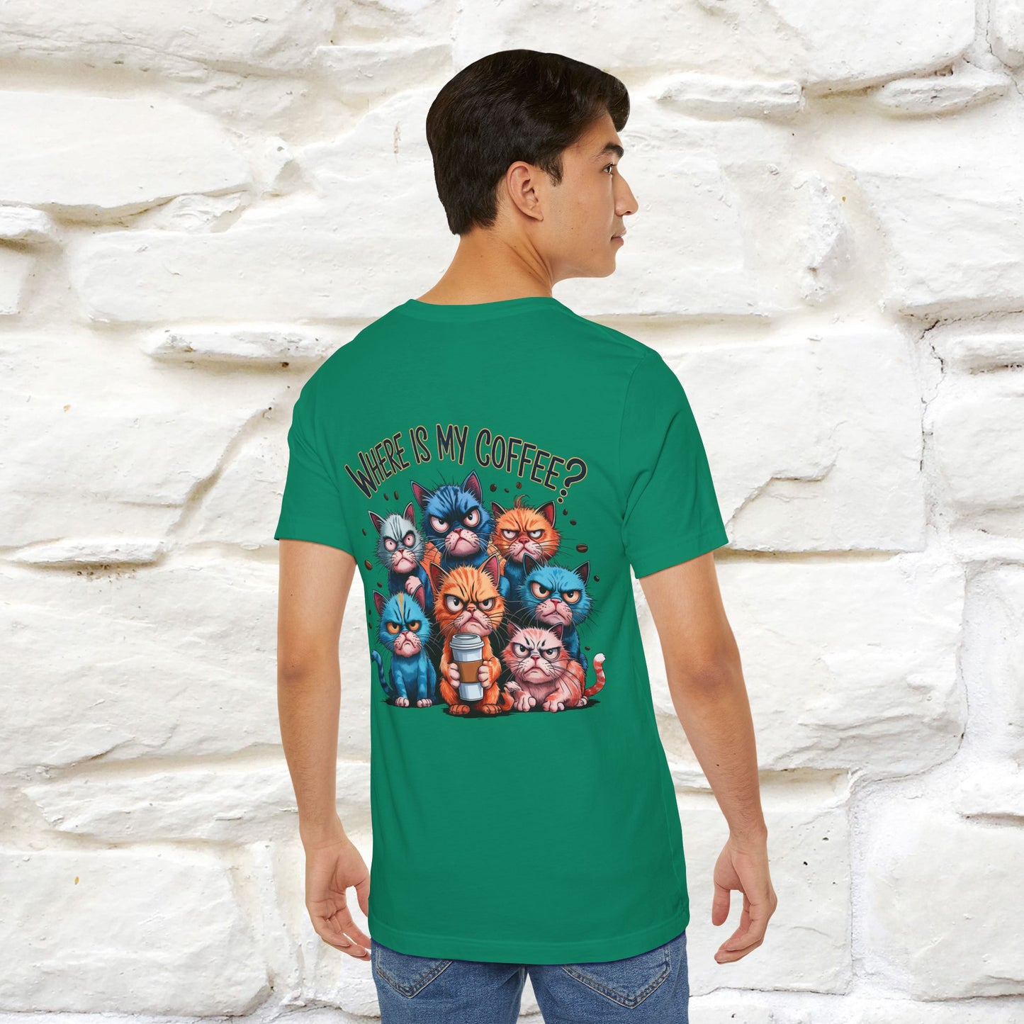 "Where Is My Coffe?" Cat T-Shirt | Front & Back Design | Nunu&Miao Studio