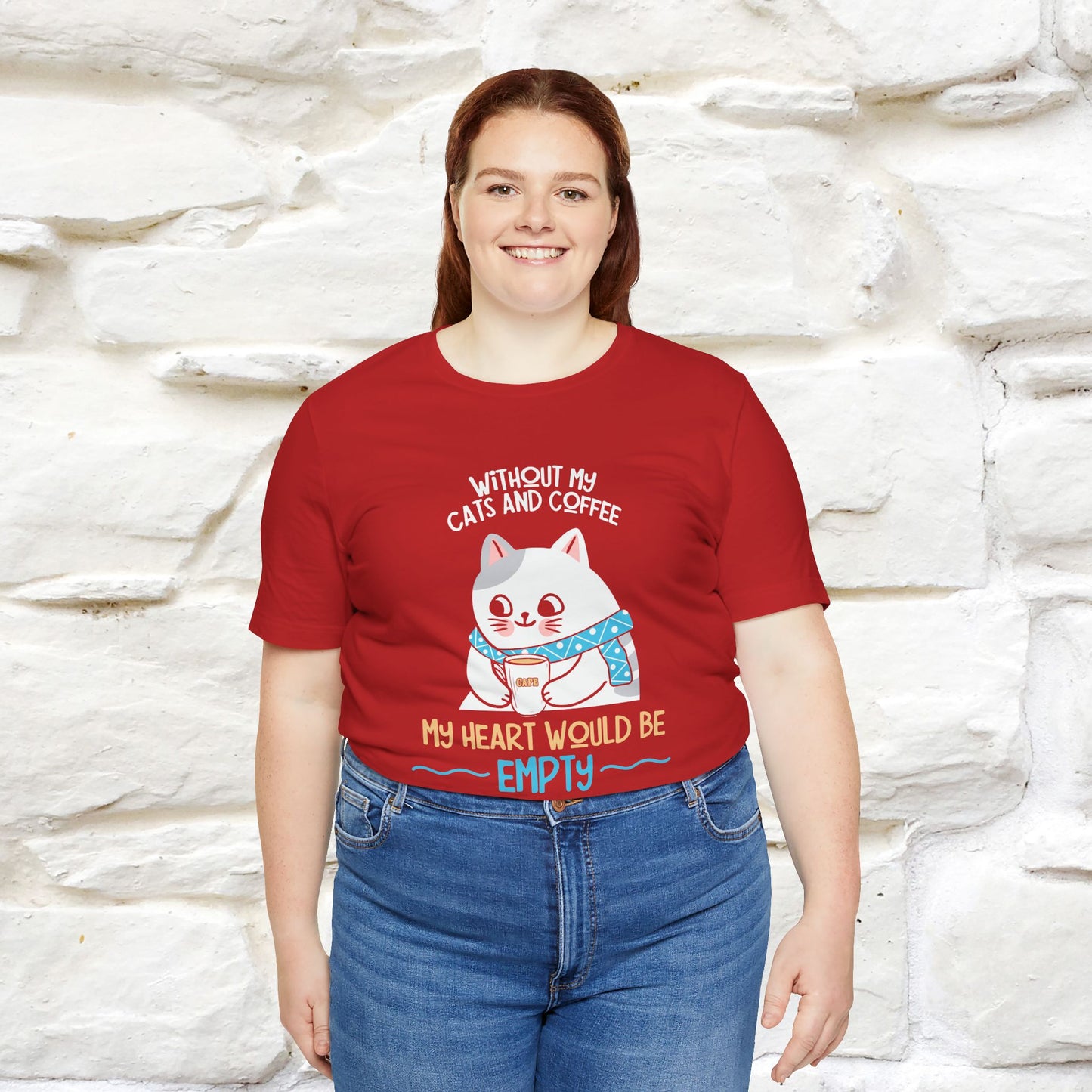 "Without My Cats and Coffee, My Heart Would Be Empty" Cat T-shirt | Nunu&Miao Studio - Nunu&Miao Studio