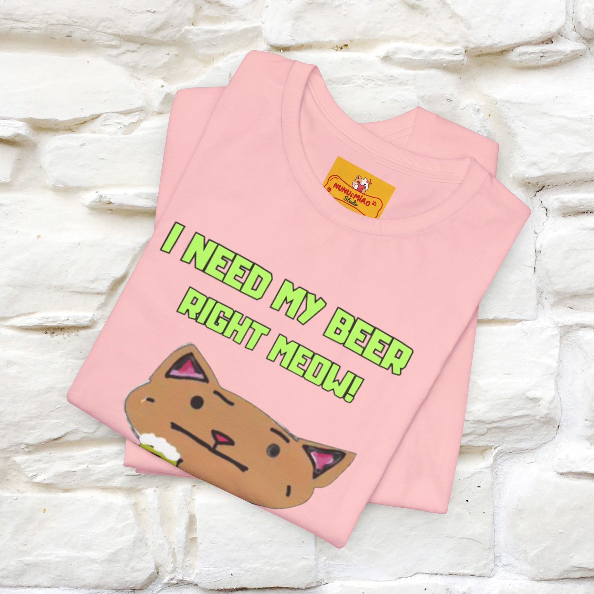 "I Need My Beer Right Meow!" Cat  T-shirt |Nunu&Miao Studio - Nunu&Miao Studio