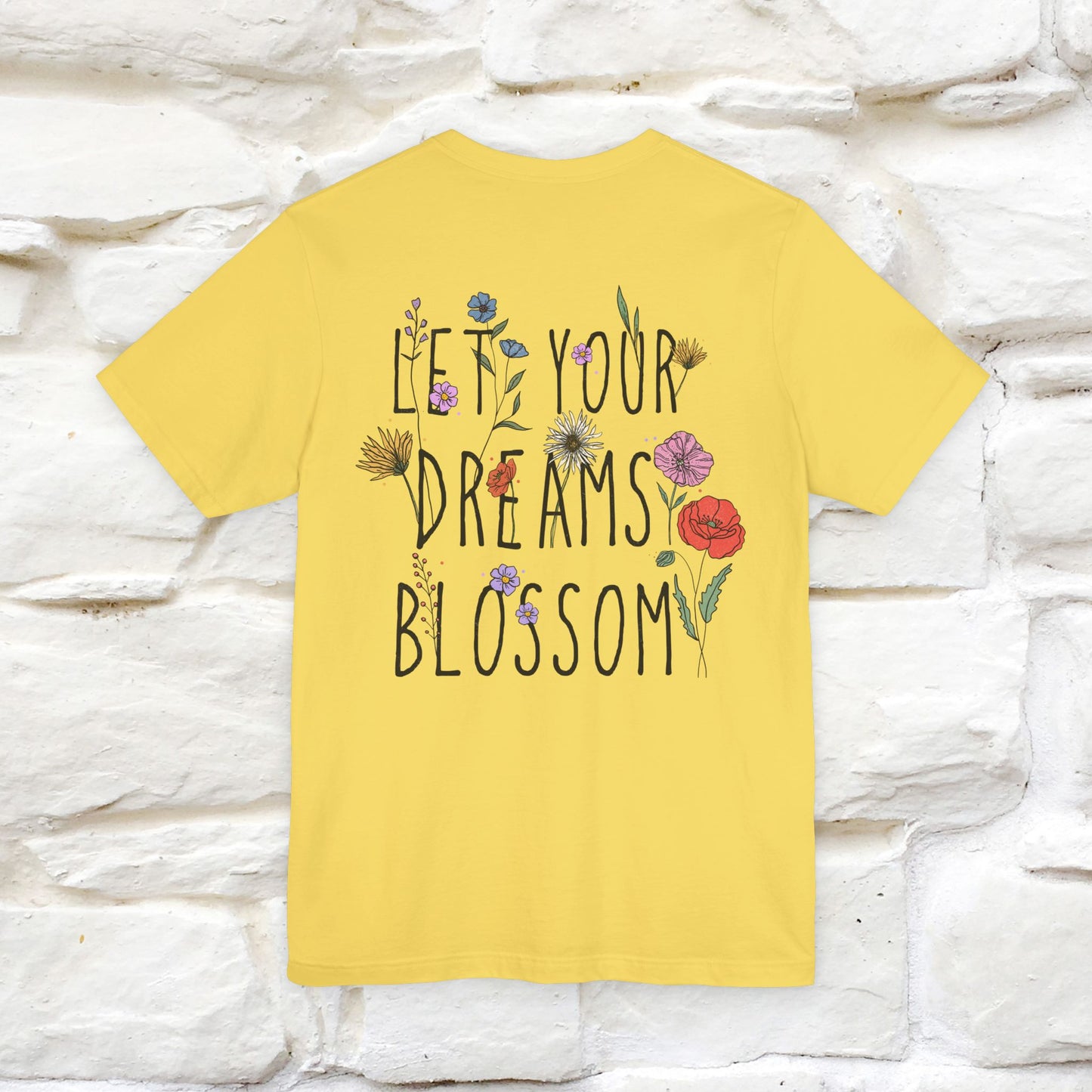 "Let Your Dreams Blossom'' Cat T-Shirt Front and Back Design | Nunu&Miao Studio - Nunu&Miao Studio