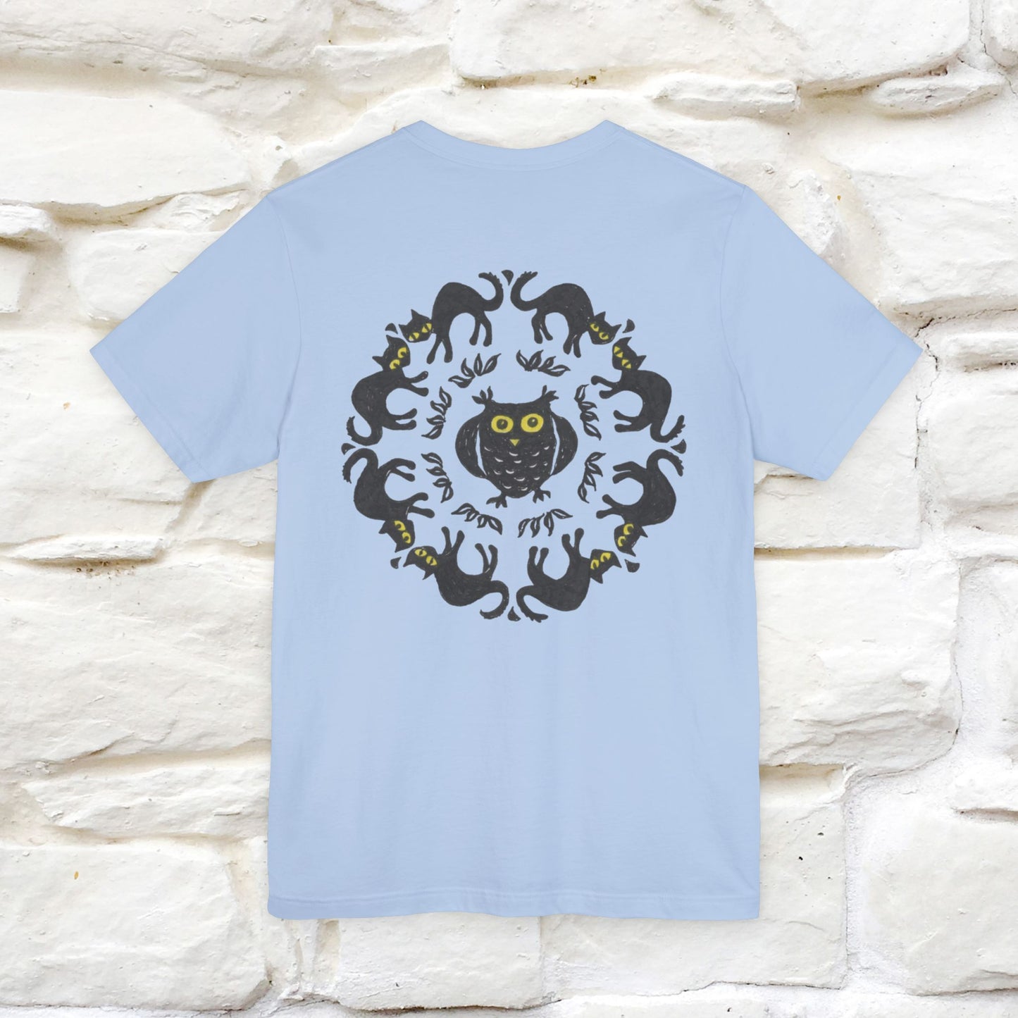 ''Black Cat Circle'' Cat T-Shirt Front and Back Design | Nunu&Miao Studio - Nunu&Miao Studio