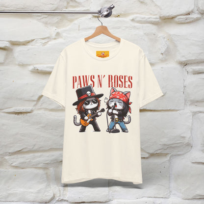 Paws N' Roses T-Shirt | Rock-Inspired Cat Lover  | Nunu&Miao Studio - Nunu&Miao Studio
