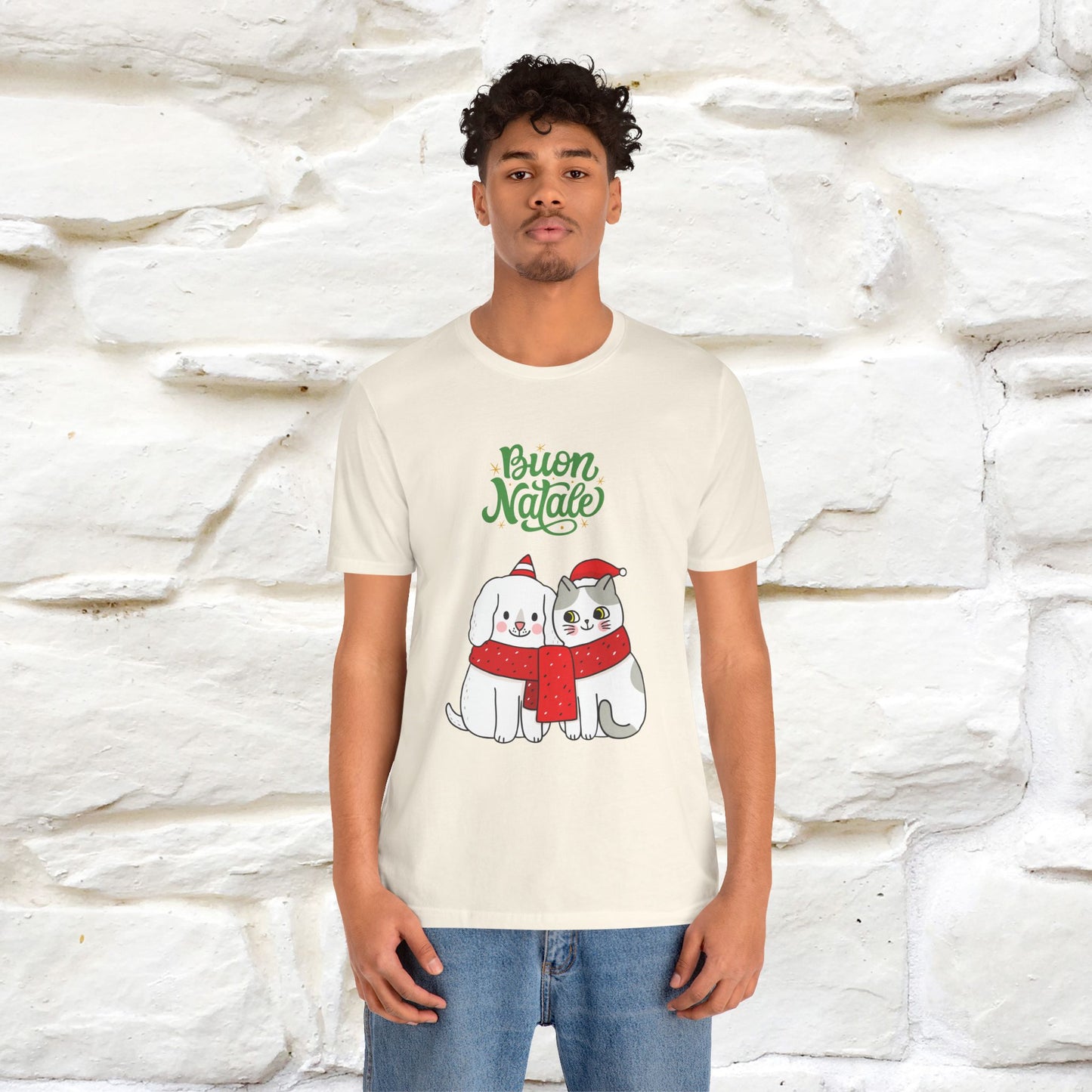 ''Buon Natale Cat and Dog'' Christmas T-shirt  | Nunu&Miao Studio - Nunu&Miao Studio