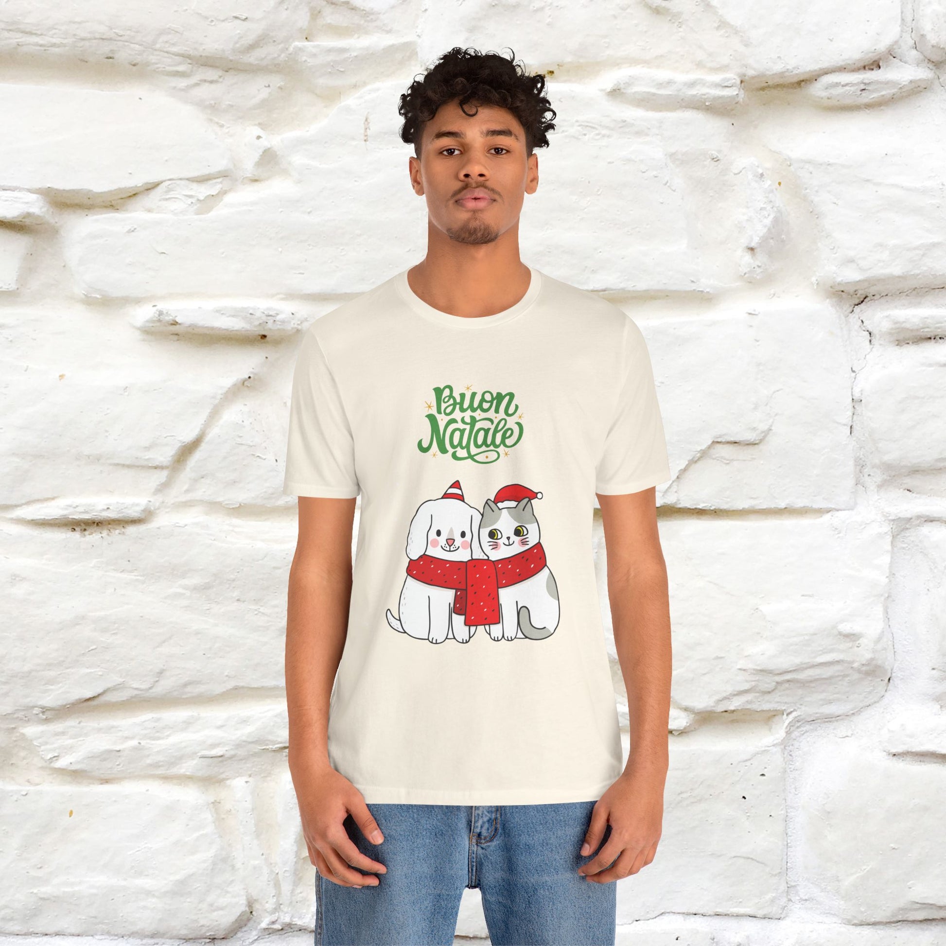 ''Buon Natale Cat and Dog'' Christmas T-shirt  | Nunu&Miao Studio - Nunu&Miao Studio