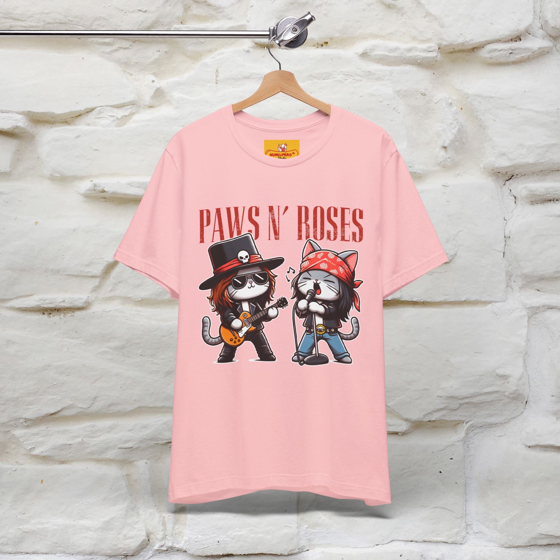 Paws N' Roses T-Shirt | Rock-Inspired Cat Lover  | Nunu&Miao Studio - Nunu&Miao Studio