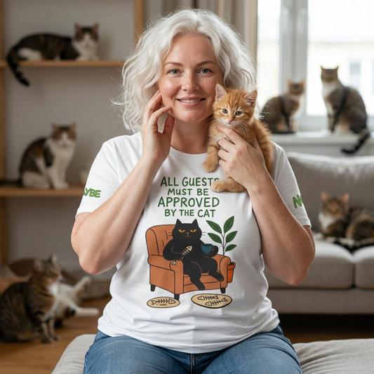 "All Guest Must Be Approved By The Cat - NO,MAYBE" Cat T-shirt |Nunu&Miao Studio