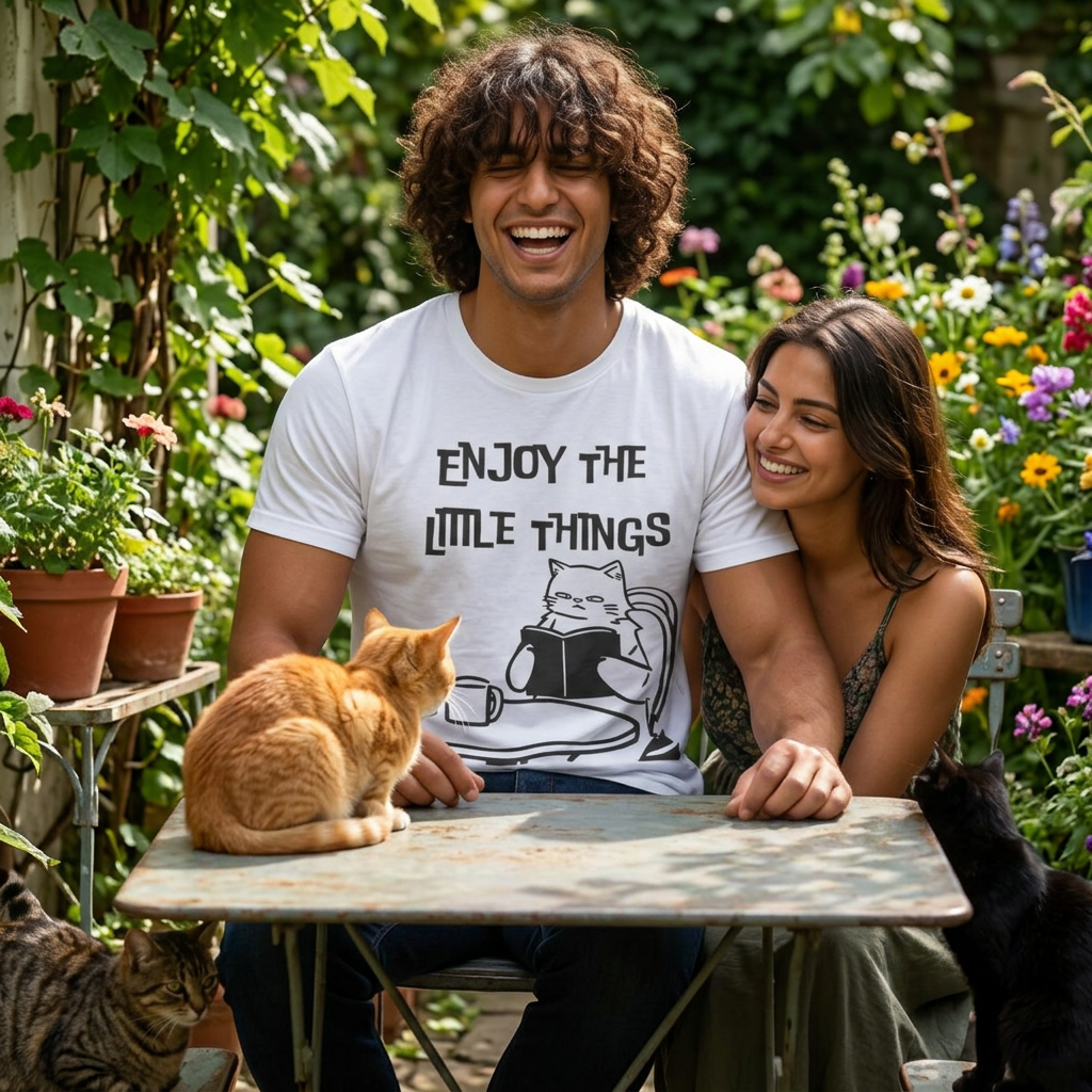 "Enjoy The Little Things." Cat T-Shirt | Nunu&Miao Studio