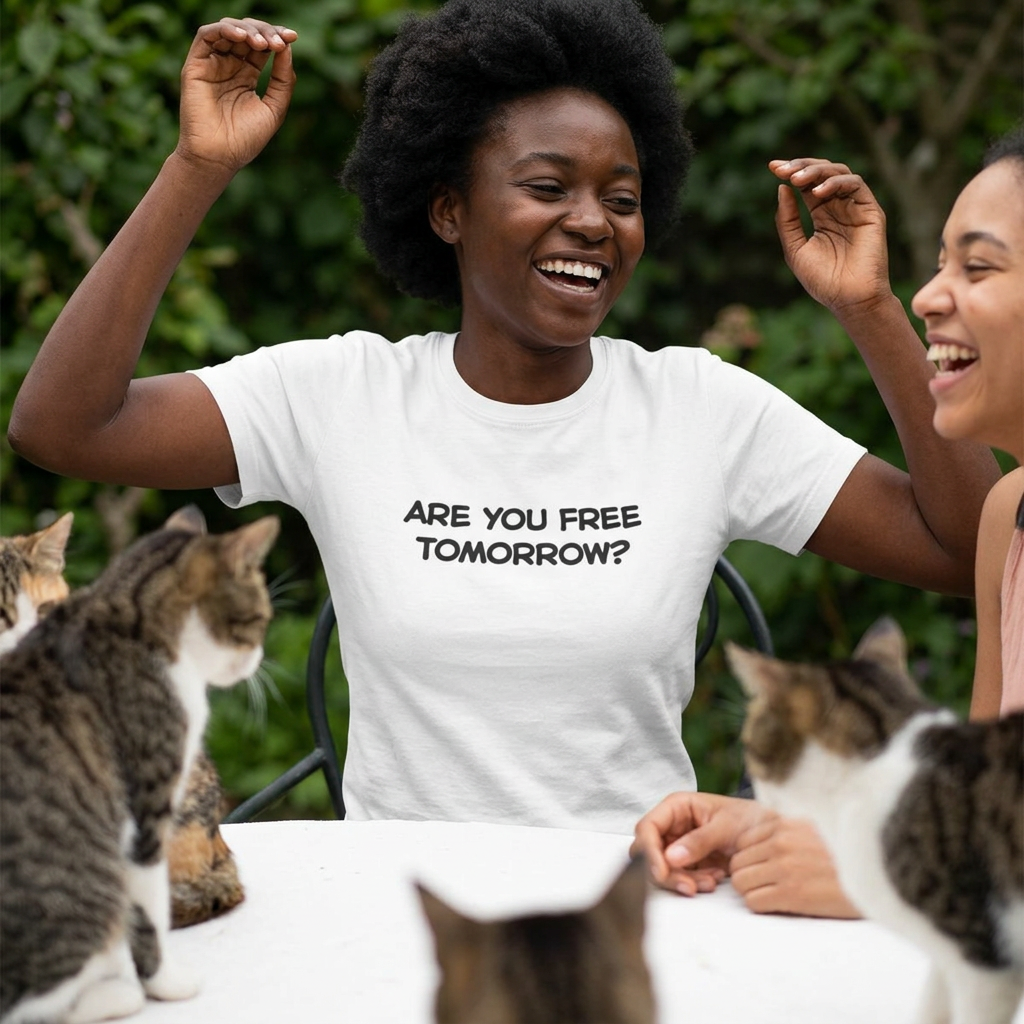 “Are You Free Tomorrow?" Funny Cat T-Shirt | Nunu&Miao Studio