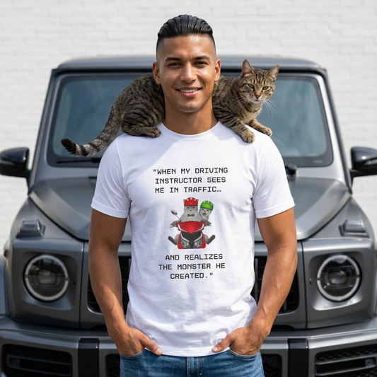 ““When my driving … ” | Funy Cat T-Shirt | Nunu&Miao Studio