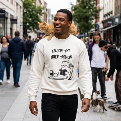''Enjoy the Little Things'' | Cute Cat Sweatshirt | Nunu&Miao Studio