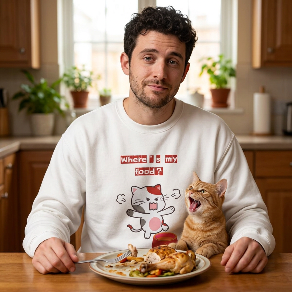 ''Where's My Food'' | Cute Cat Sweatshirt | Nunu&Miao Studio