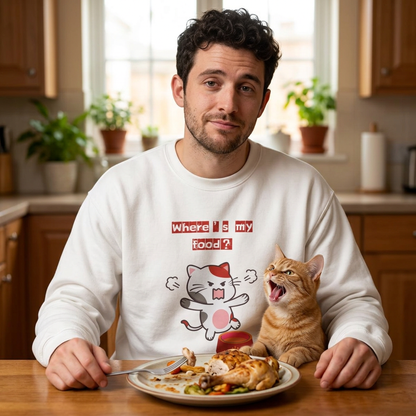 ''Where's My Food'' | Cute Cat Sweatshirt | Nunu&Miao Studio