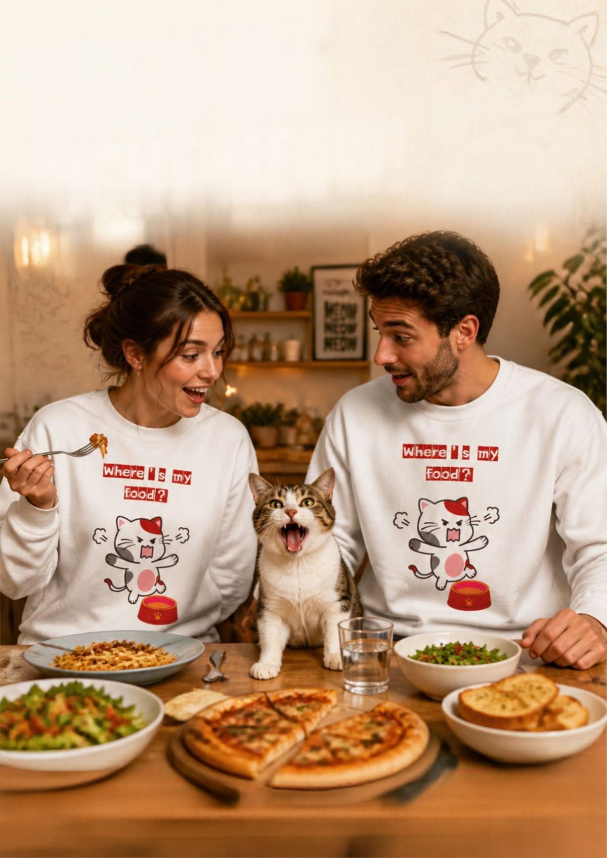 ''Where's My Food'' | Cute Cat Sweatshirt | Nunu&Miao Studio