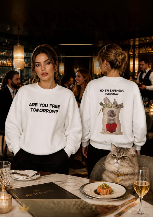 ''Are You Free Tomorrow ...'' | Cute Cat Sweatshirt | Nunu&Miao Studio