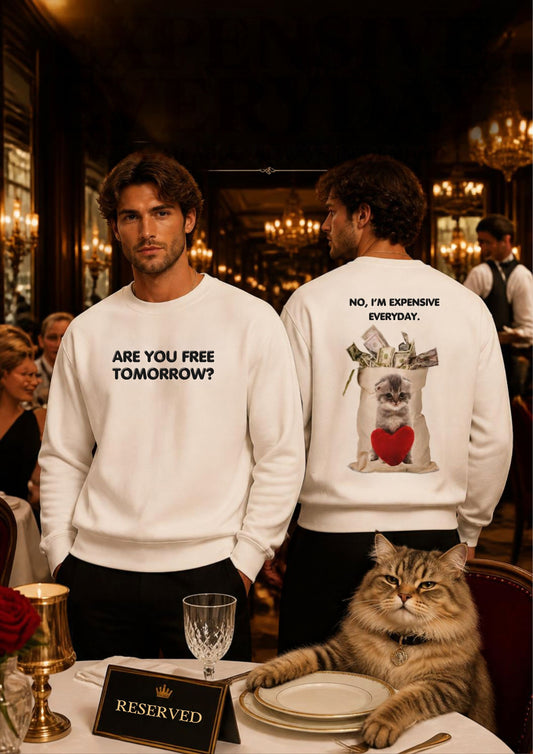 ''Are You Free Tomorrow ...'' | Cute Cat Sweatshirt | Nunu&Miao Studio