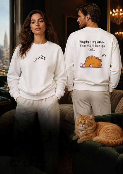 ''Napping Is My Cardio...'' | Cute Cat Sweatshirt | Nunu&Miao Studio