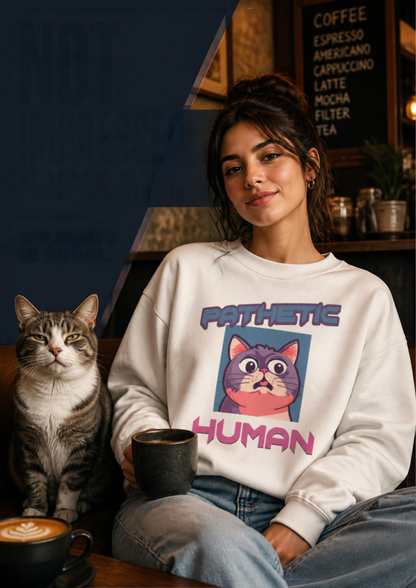 ''Pathetic Human'' |Cat Sweatshirt | Nunu&Miao Studio