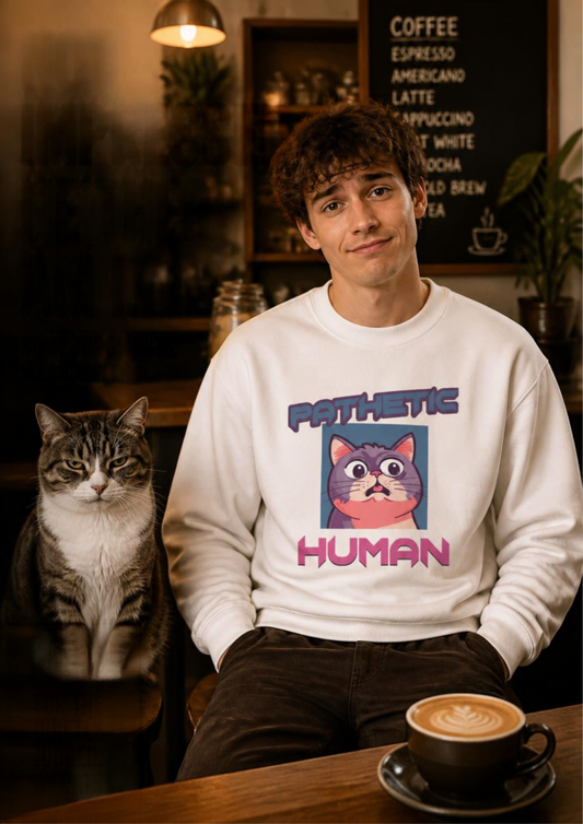 ''Pathetic Human'' |Cat Sweatshirt | Nunu&Miao Studio