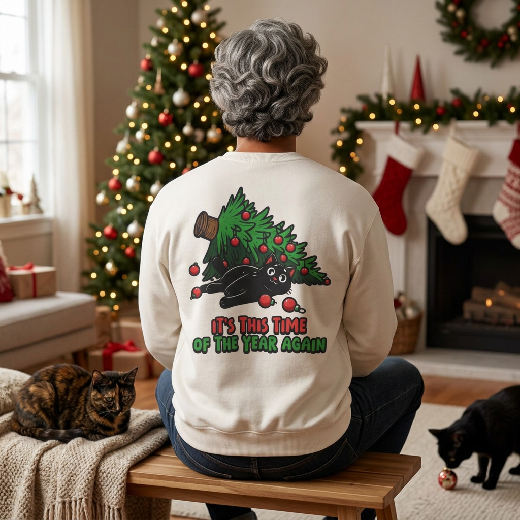 ''It's This Time...Christmas '' |Cat Sweatshirt | Nunu&Miao Studio