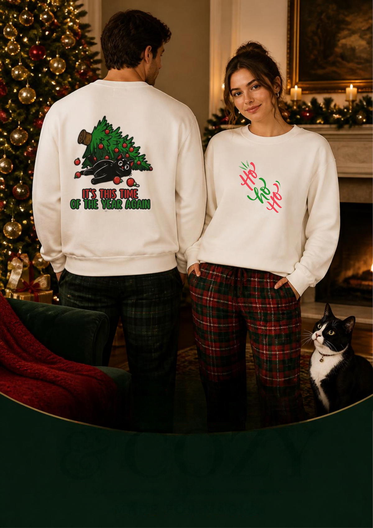 ''It's This Time...Christmas '' |Cat Sweatshirt | Nunu&Miao Studio