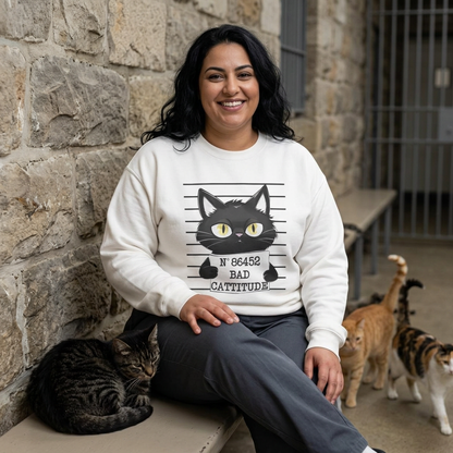 ''Bad Cattitude'' |Cat Sweatshirt | Nunu&Miao Studio