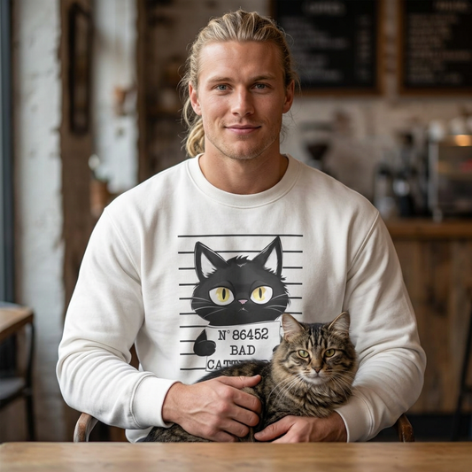 ''Bad Cattitude'' |Cat Sweatshirt | Nunu&Miao Studio