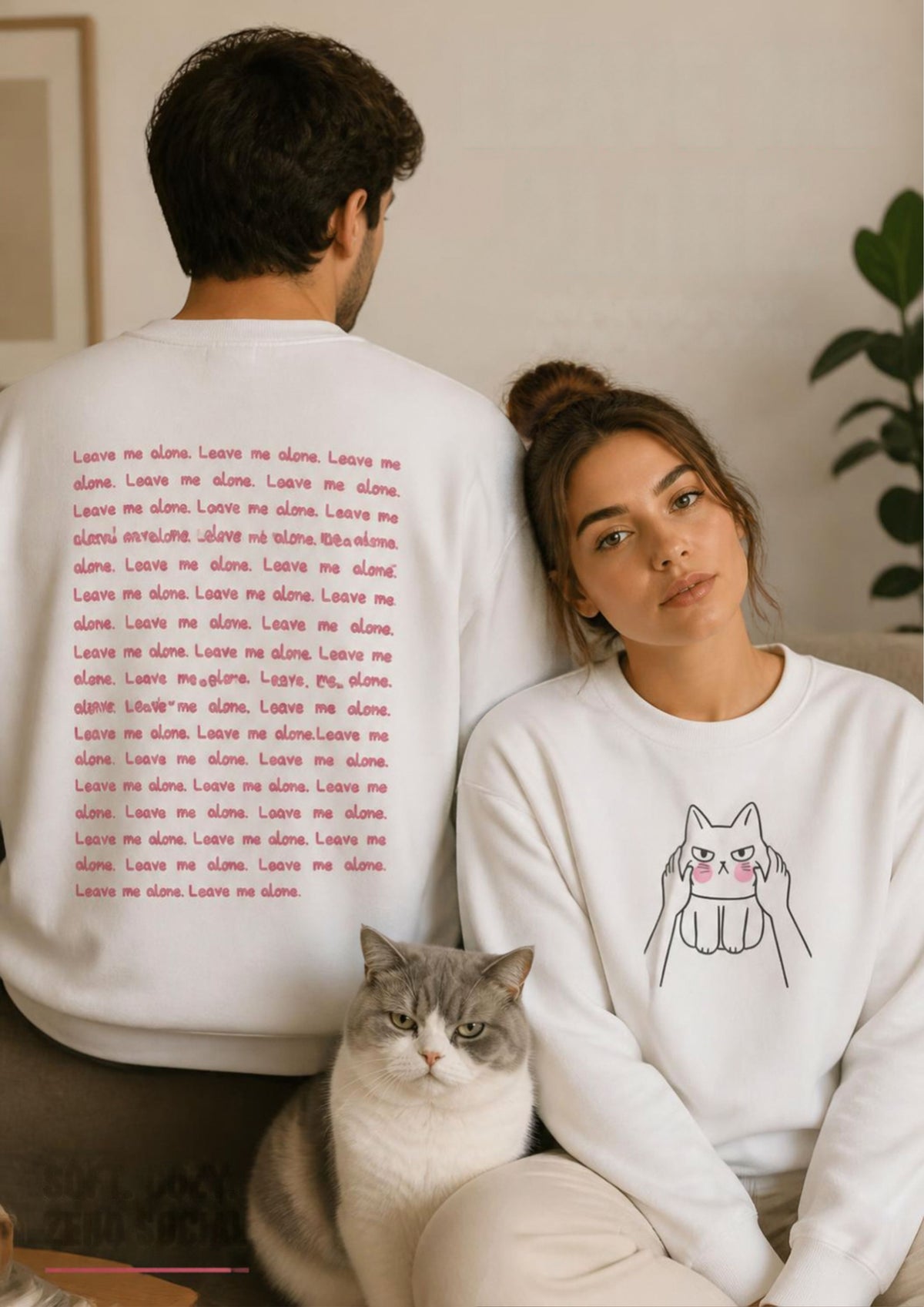 ''Leave Me Alone'' |Cat Sweatshirt | Nunu&Miao Studio