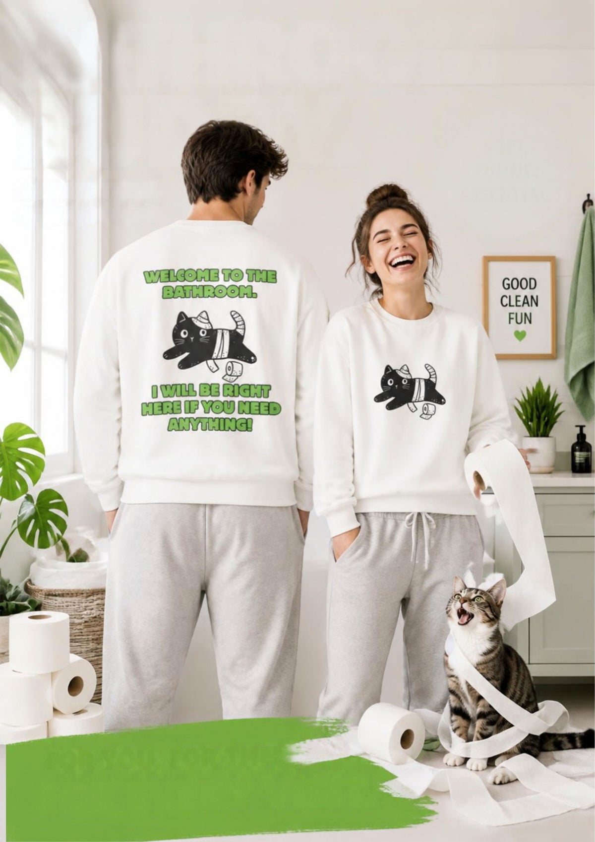 ''Welcome To The Bathroom...'' |Cat Sweatshirt | Nunu&Miao Studio