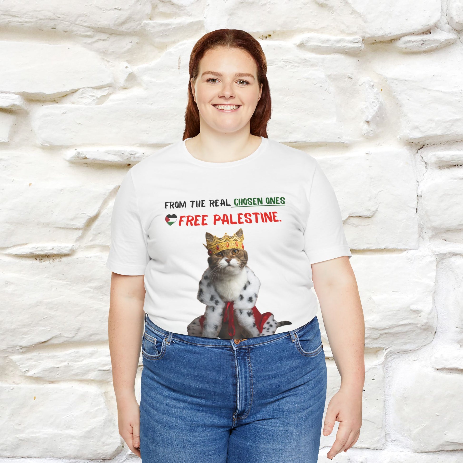 "From the real chosen ones  Free Palestine." Cat T-shirt |Nunu&Miao Studio - Nunu&Miao Studio