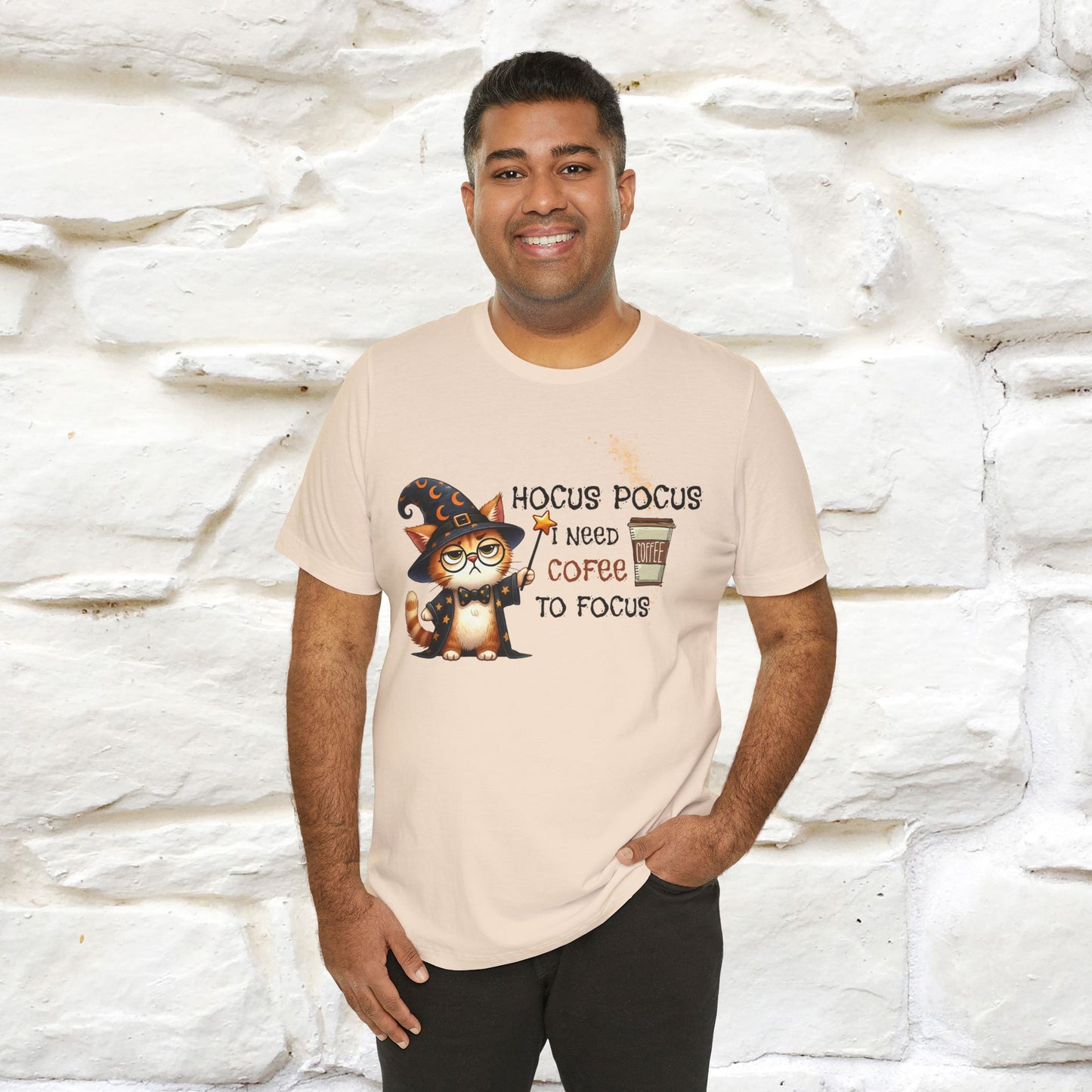 ''Hocus Pocus I Need Coffe To Focus'' Funny Cat Shirt | Nunu&Miao Studio - Nunu&Miao Studio