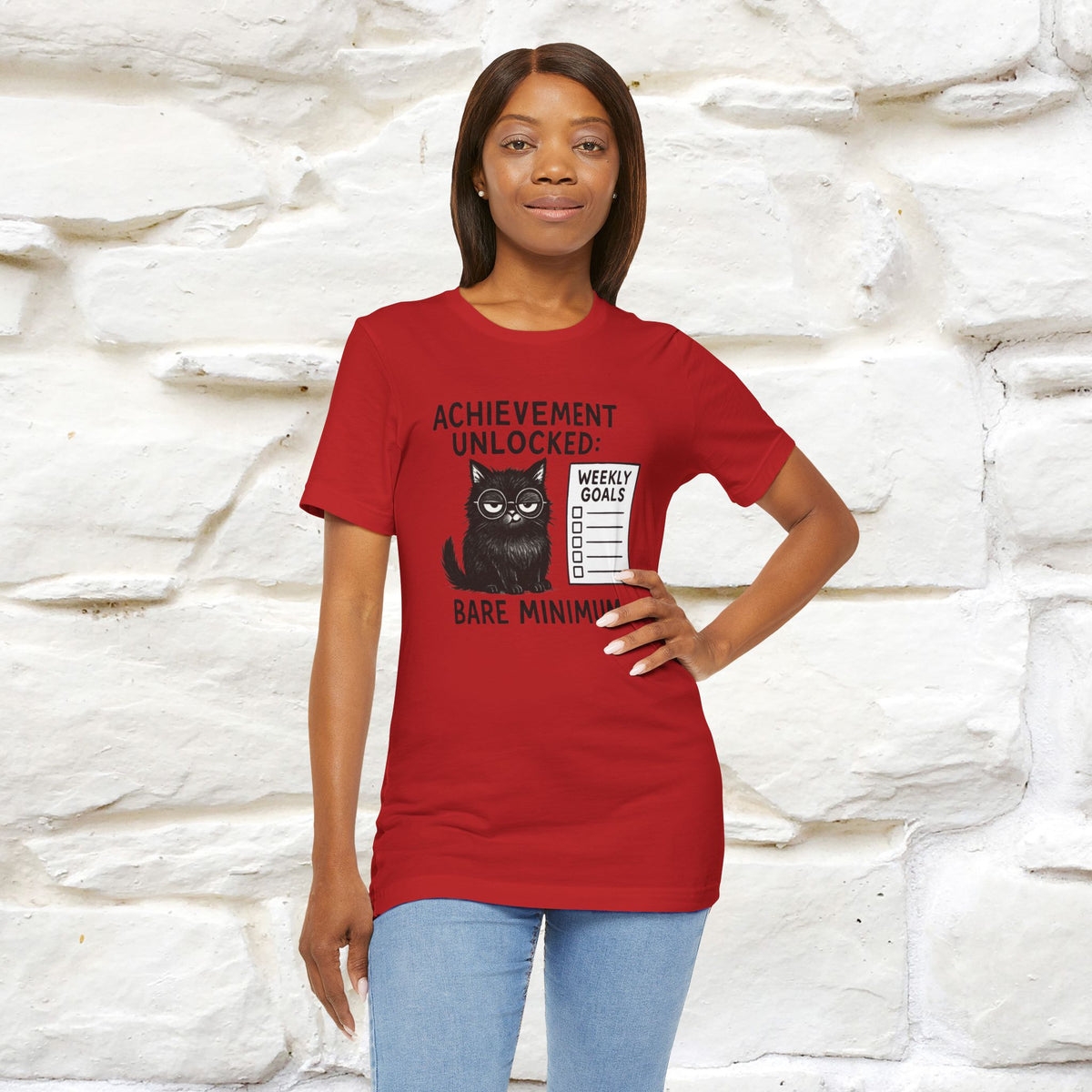 "Achievement Unlocked Bare Minimum." |Cat T-Shirt | Nunu&Miao Studio