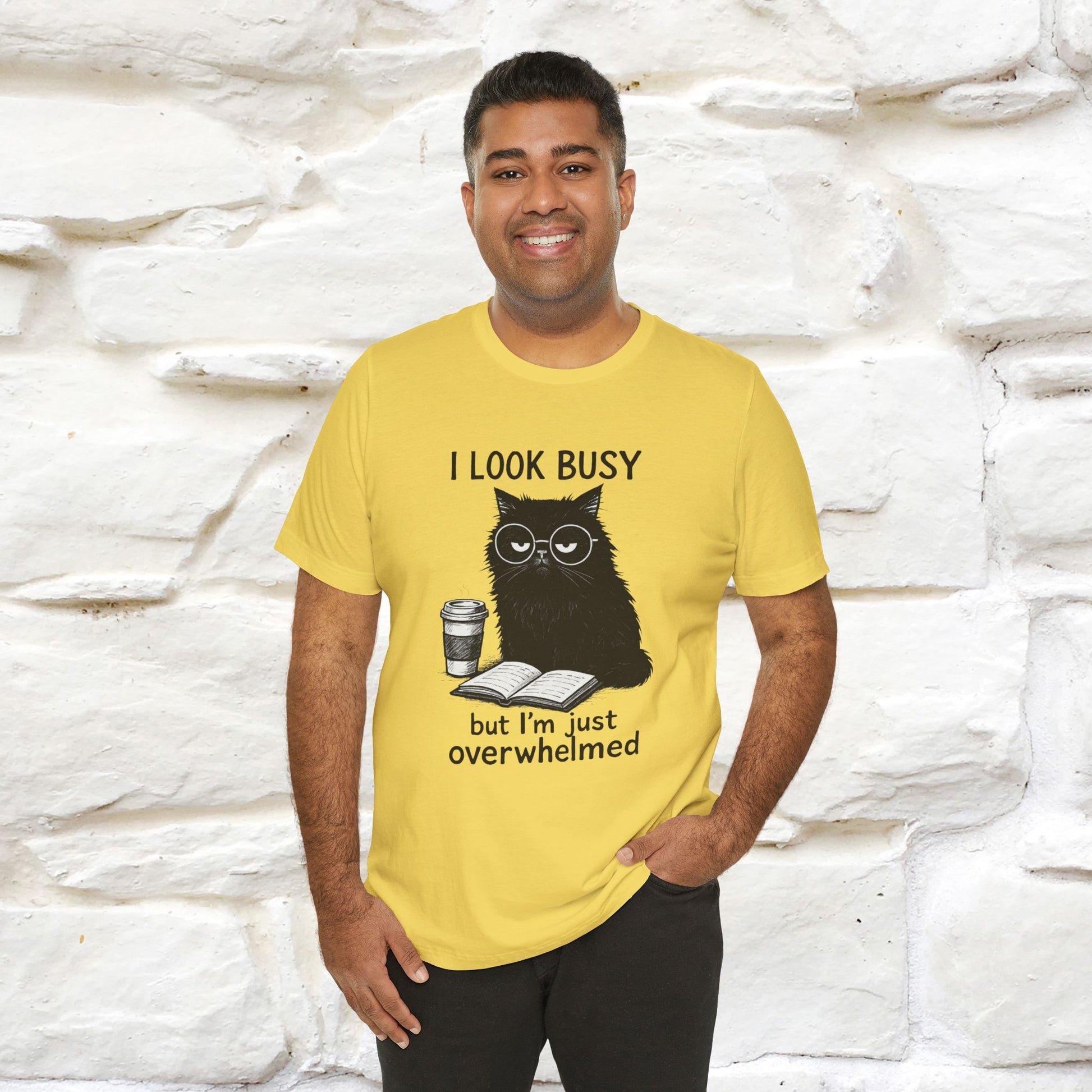 "I Look Busy But I'm Just Overwhelmed" |Cat T-Shirt | Nunu&Miao Studio - Nunu&Miao Studio