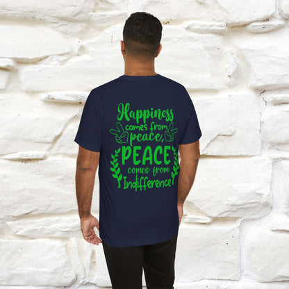 "Happiness Comes From Peace, Peace Comes From Indifference" Cat T-Shirt| Front & Back Design | Nunu&Miao Studio - Nunu&Miao Studio