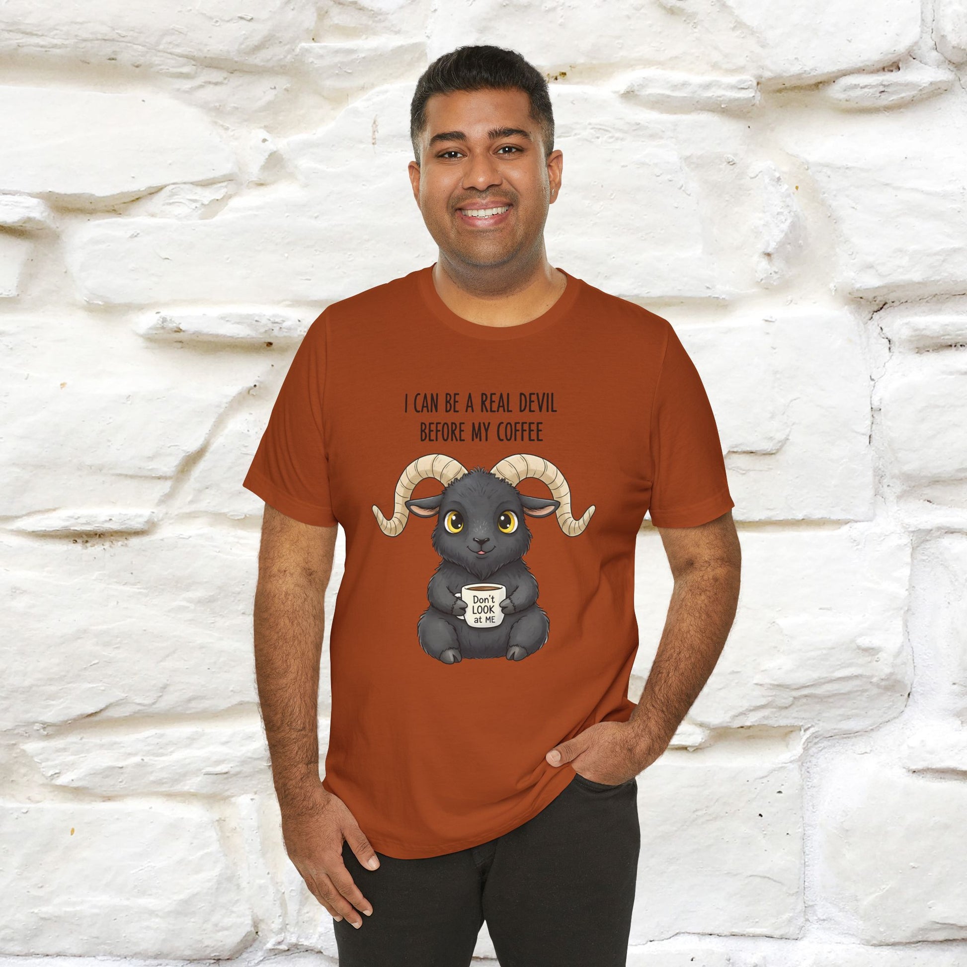 "I Can Be a Real Devil Before My Coffe" Funny T-shirt |Nunu&Miao Studio - Nunu&Miao Studio