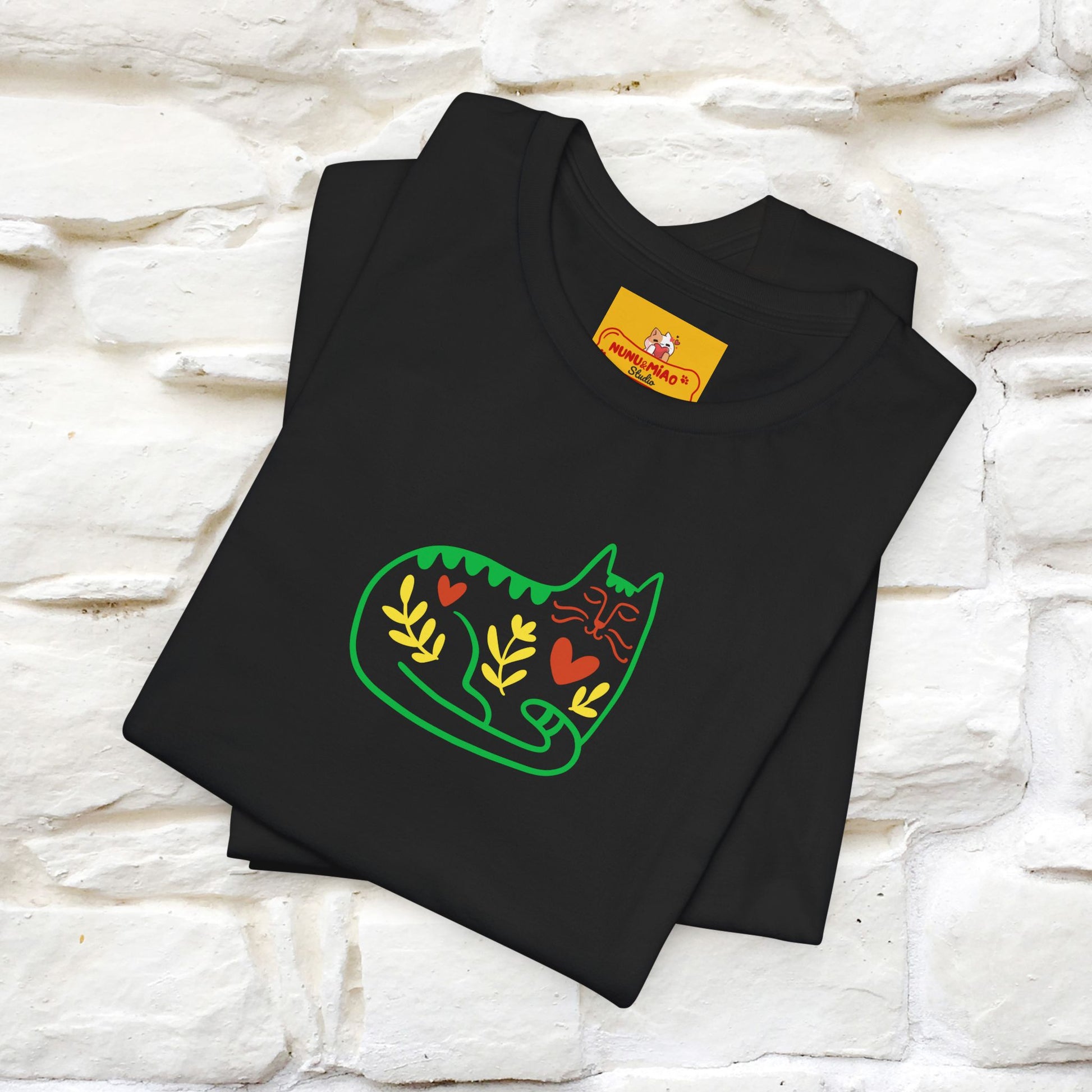 ''Floral Abstract'' Cat T-Shirt Front and Back Design | Nunu&Miao Studio - Nunu&Miao Studio