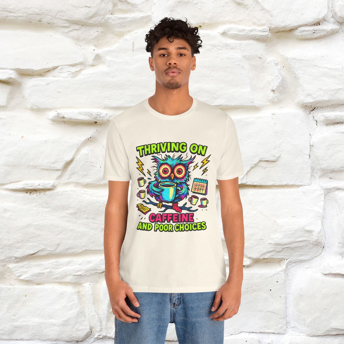 ''Thriving On Caffeine And Poor Choices''|  Sarcastic Cat T-Shirt | Nunu&Miao Studio